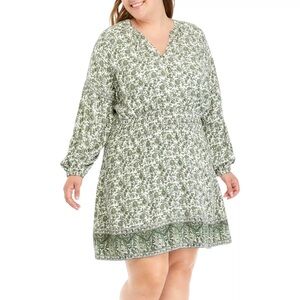 Wonderly Green Floral Long Sleeve Dress